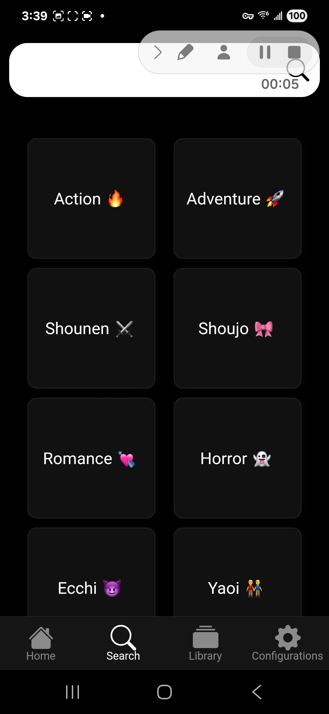 Kiwi Manga Android screenshot - App 02 Search Categories