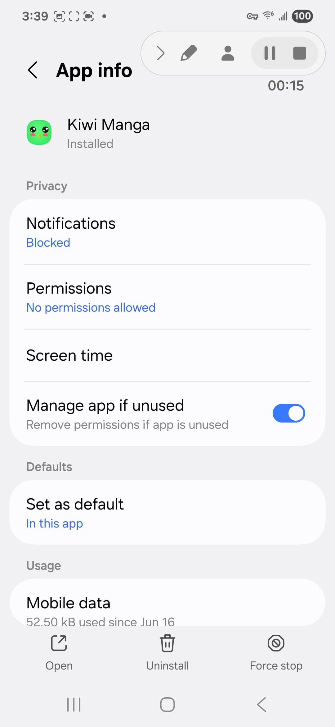 Kiwi Manga VirusTotal report - Audit 06 Android App Info
