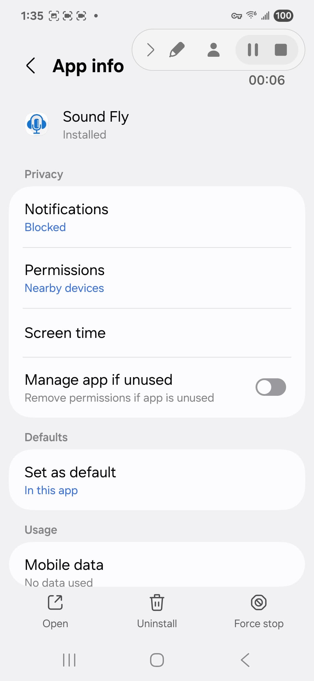 Sound Fly VirusTotal report - Android system view 1