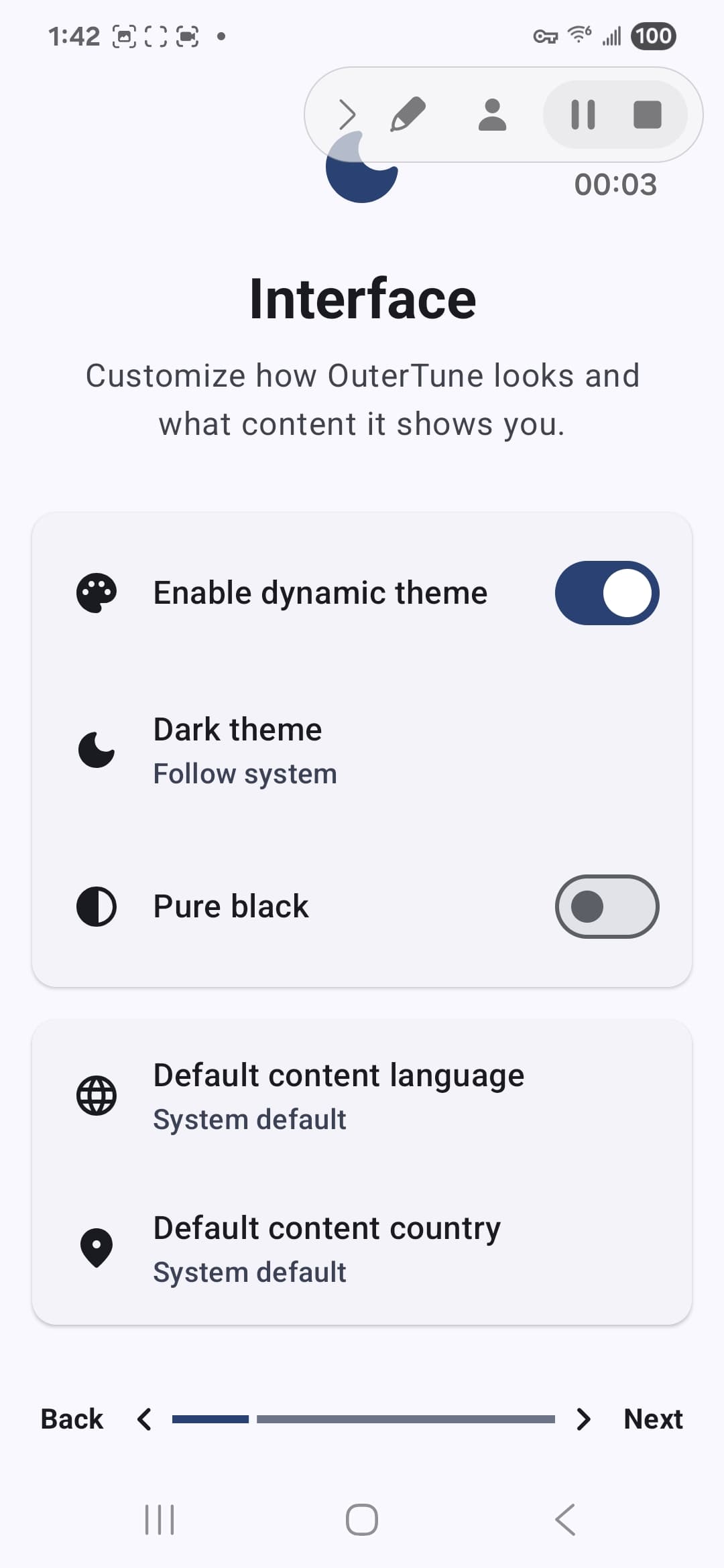 OuterTune interface 2