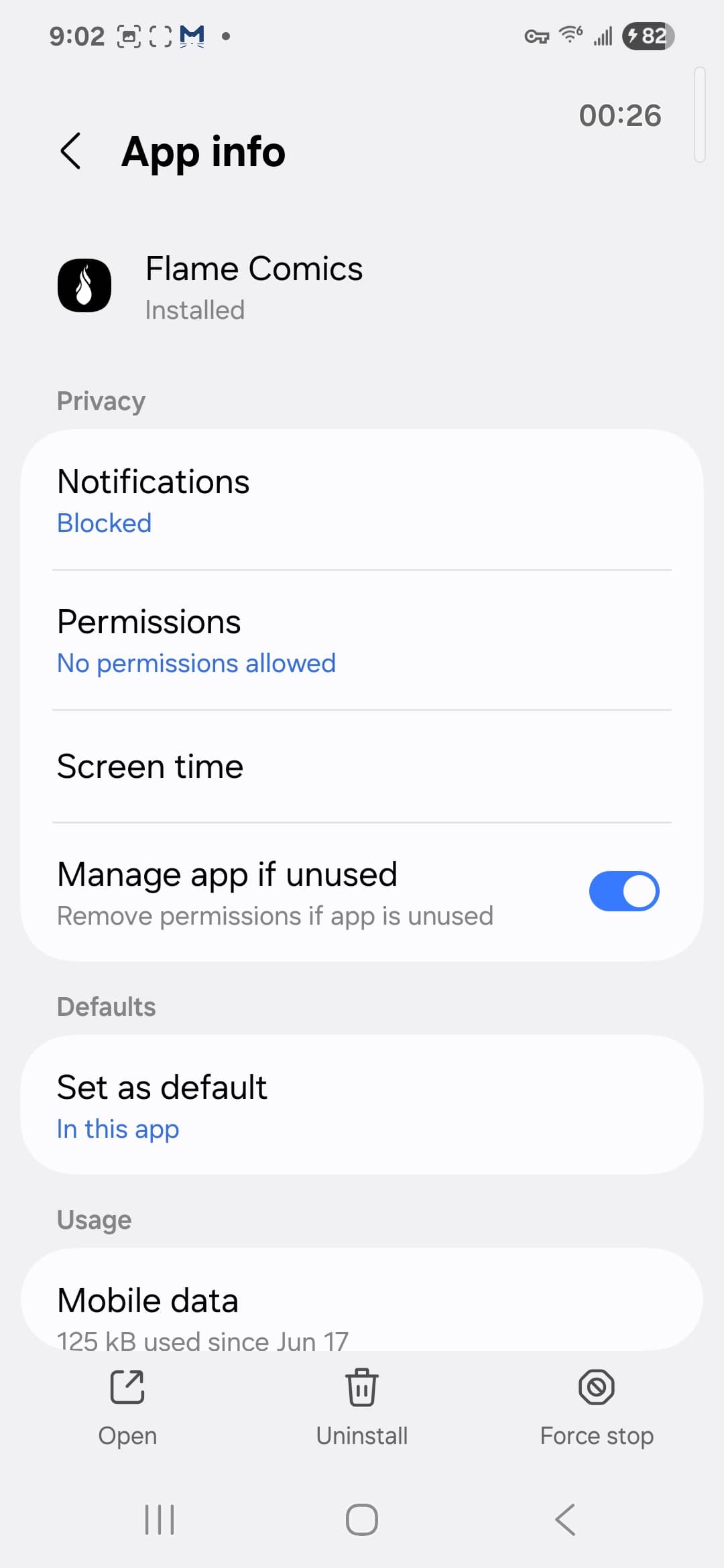 Flame Comics VirusTotal report - Android system view 1