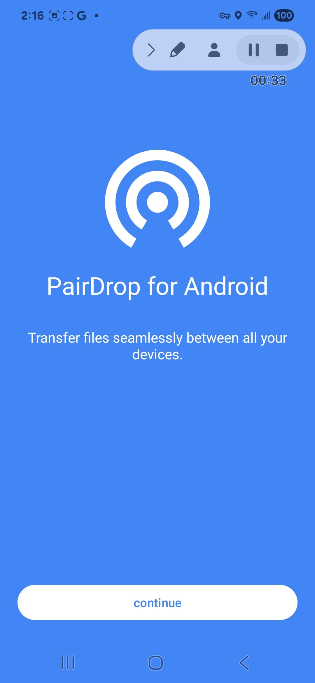 PairDrop onboarding screen 1