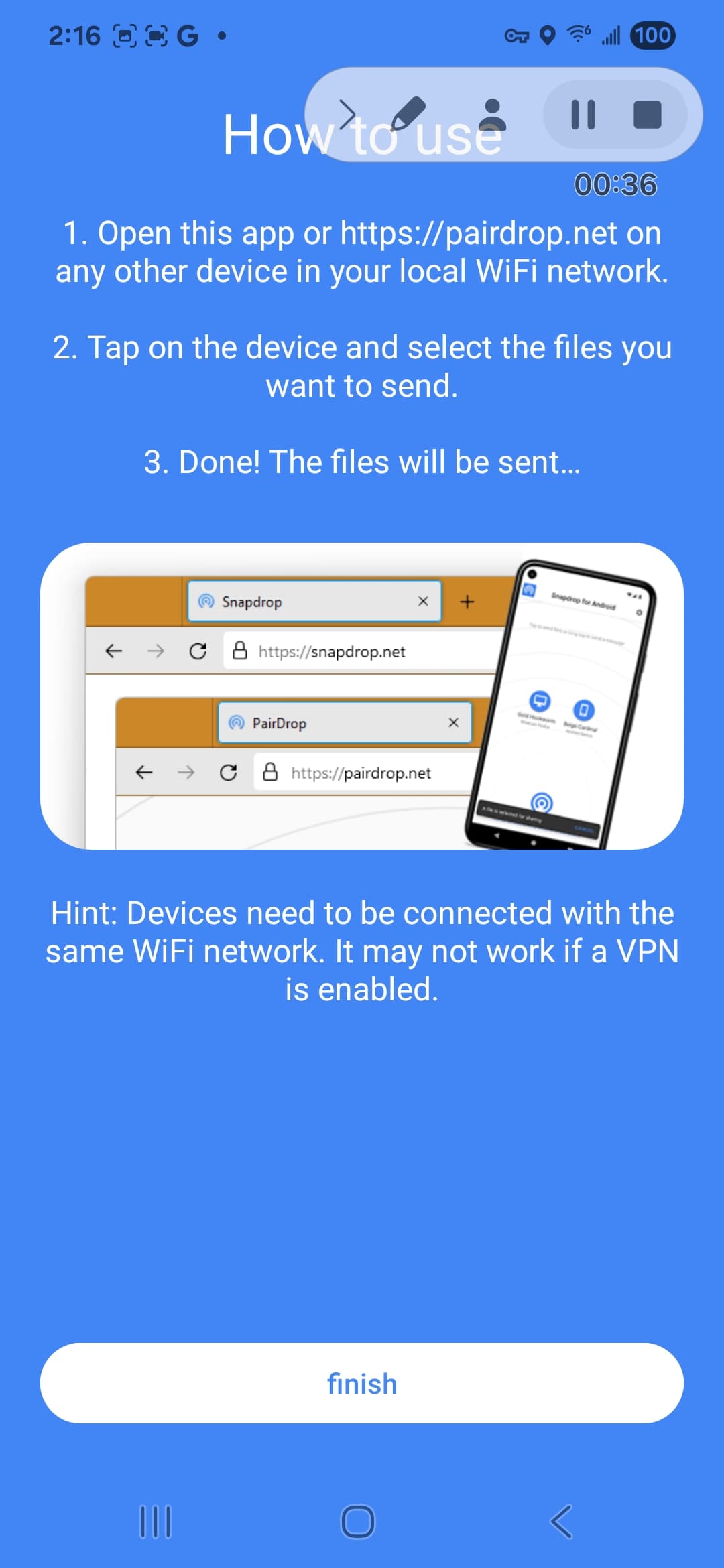 PairDrop onboarding screen 2