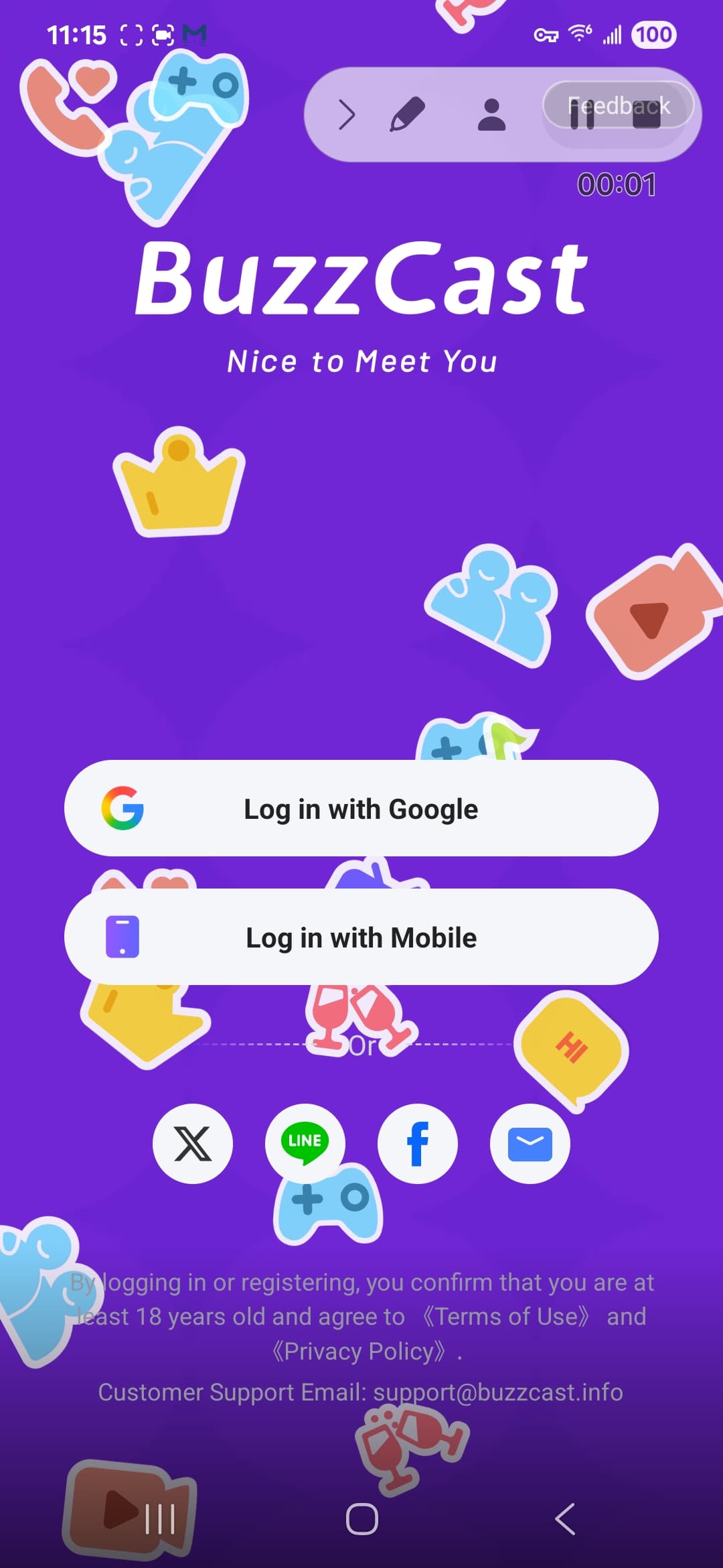 BuzzCast login entry