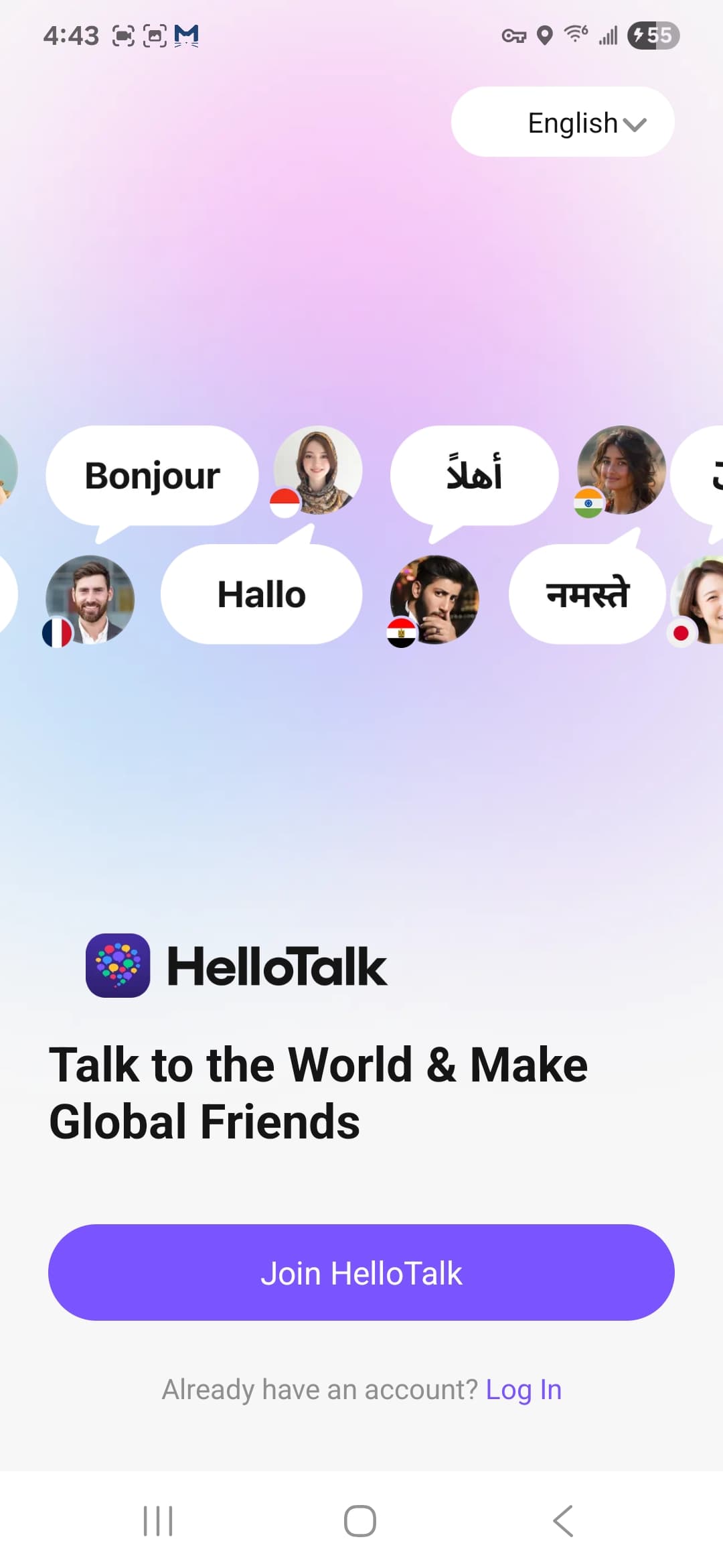 HelloTalk - Learn Languages Android screenshot - HelloTalk Join and Login
