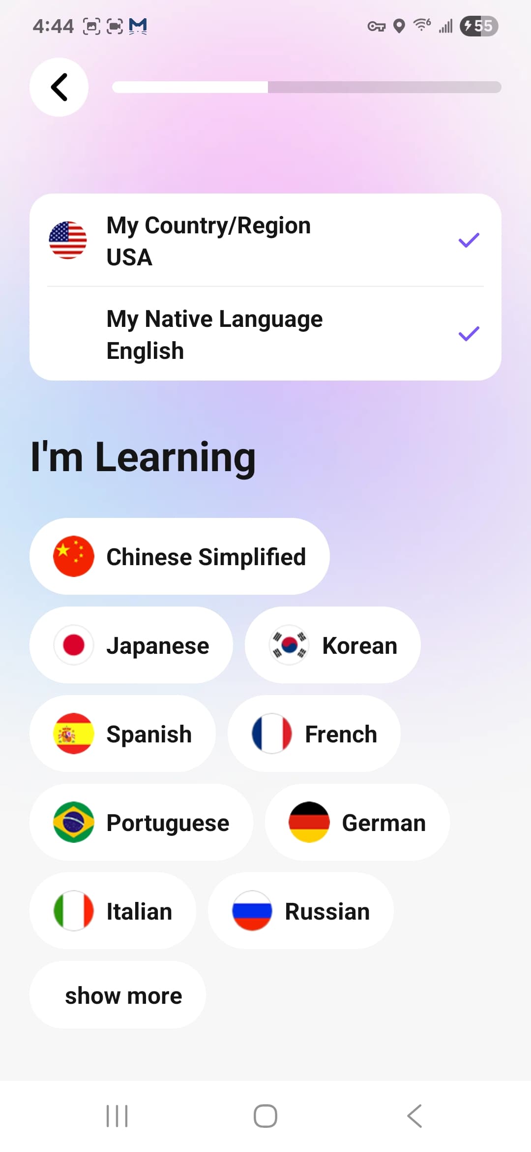 HelloTalk - Learn Languages Android screenshot - Learning language selection