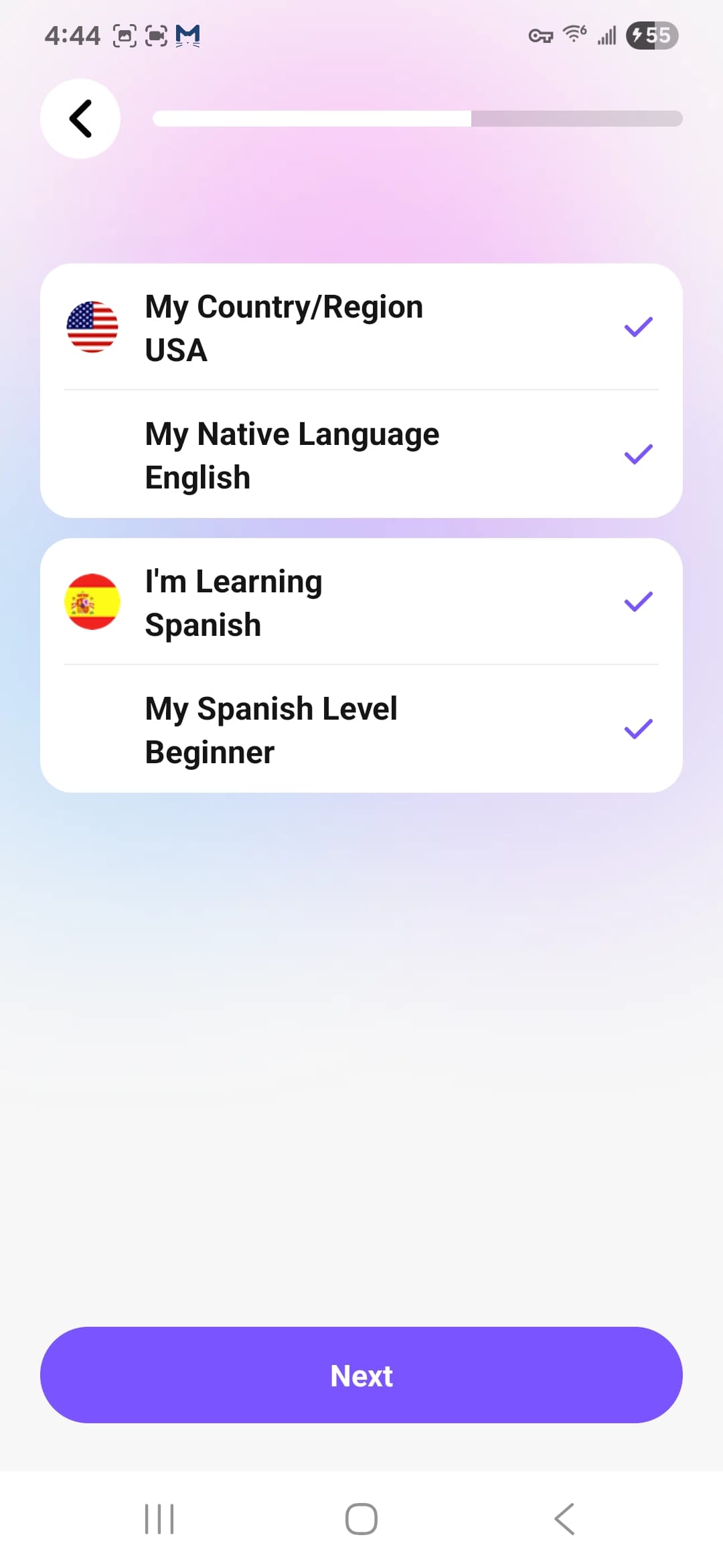 HelloTalk - Learn Languages Android screenshot - Language level summary