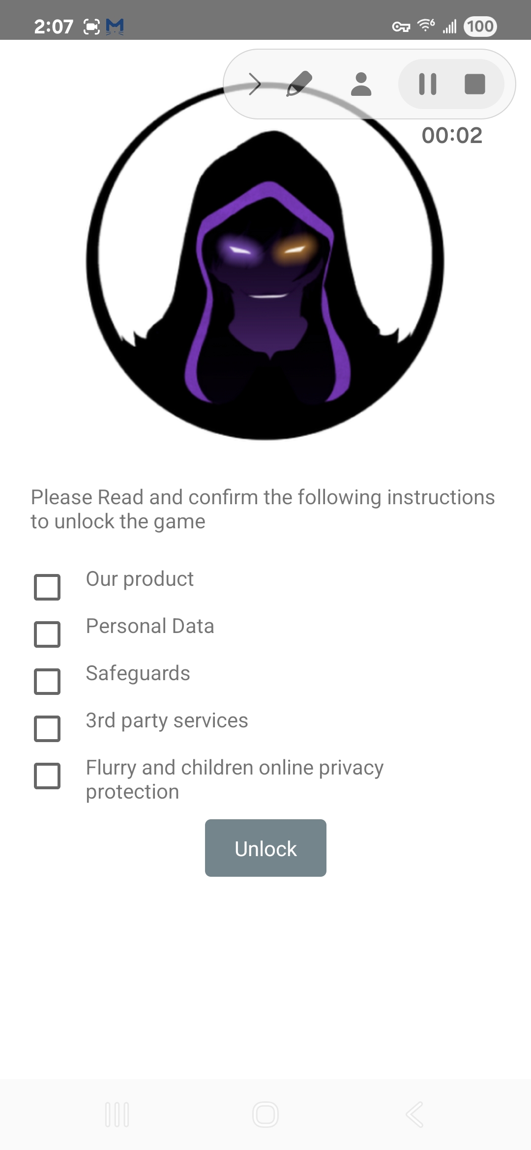 Asura Scans Android screenshot - Unlock confirmation screen
