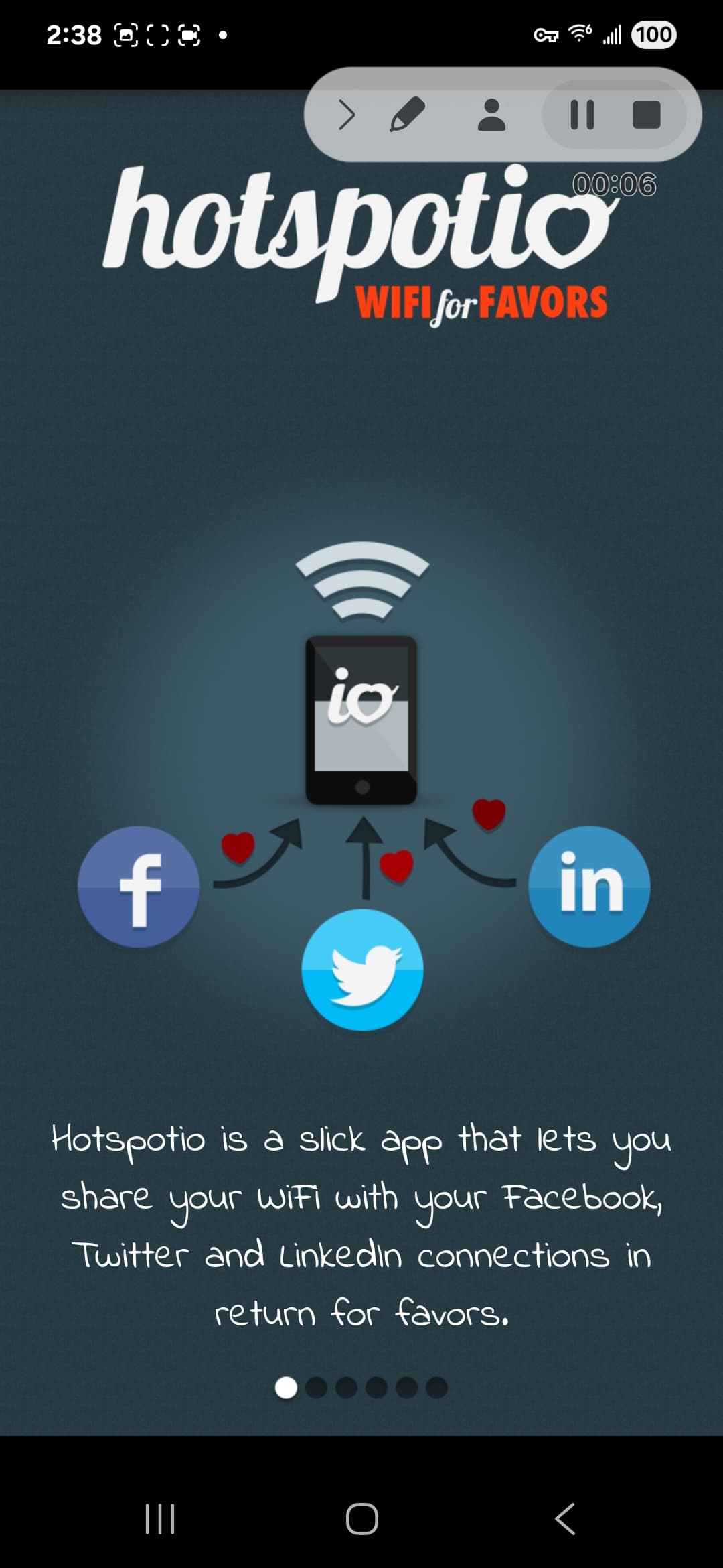 Hotspotio Android screenshot - Share your network
