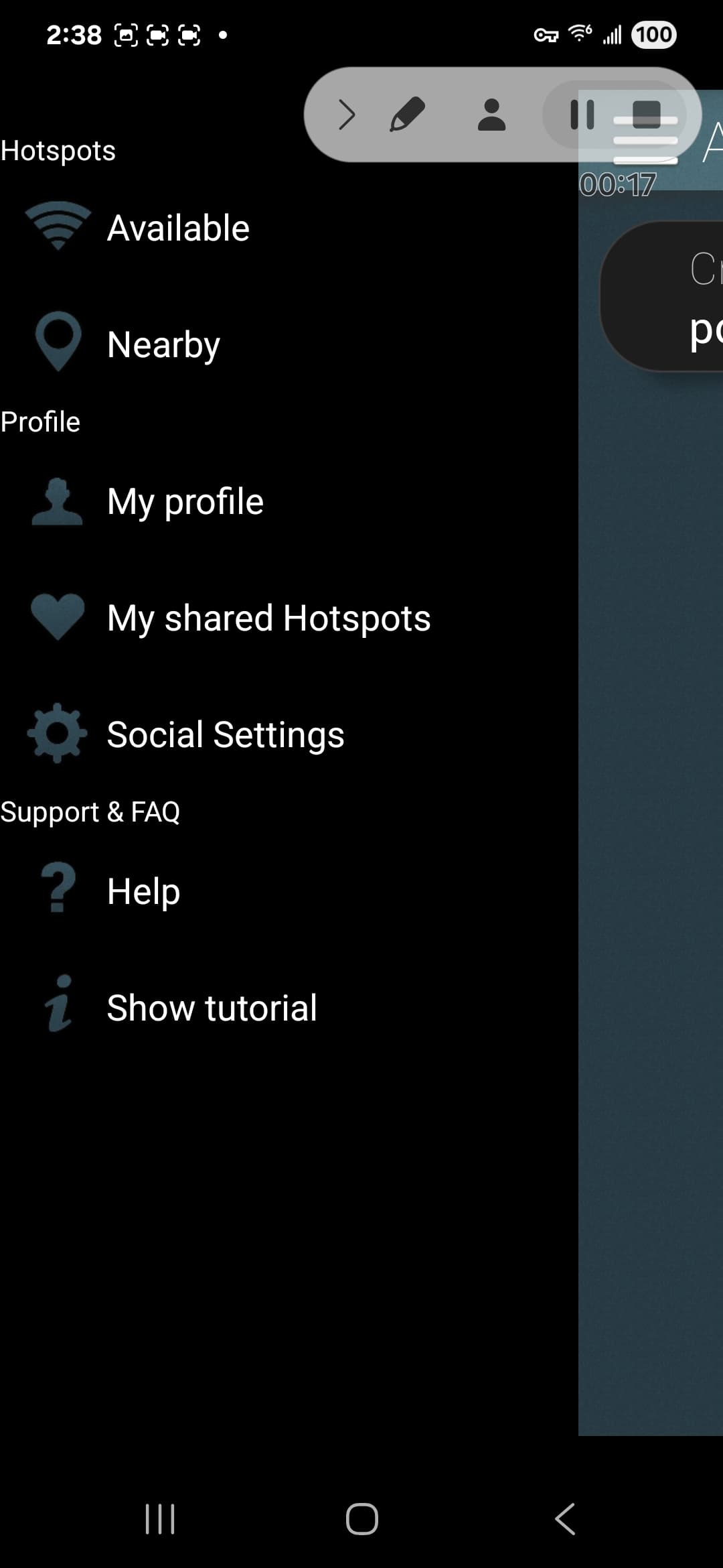 Hotspotio Android screenshot - Available hotspots