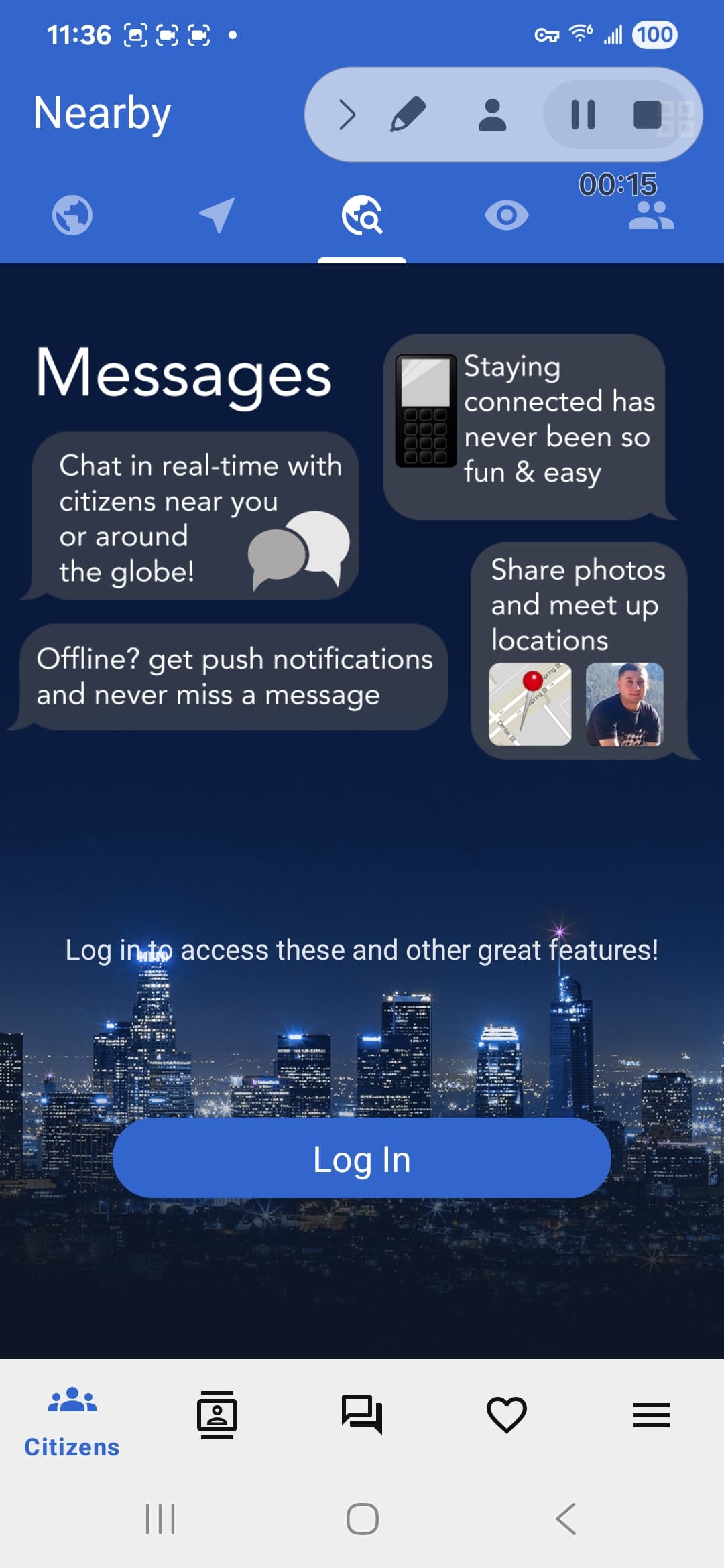 BiggerCity Android screenshot - Messages prompt