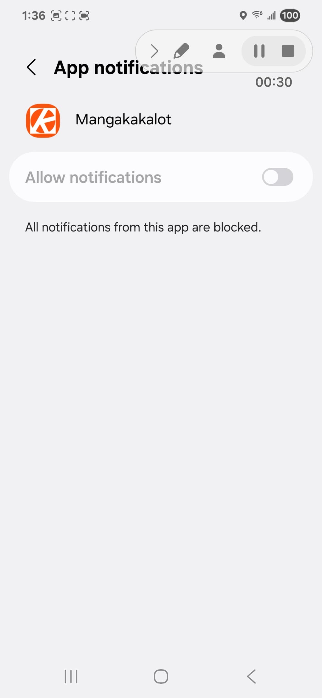 Mangakakalot VirusTotal report - Notification setting