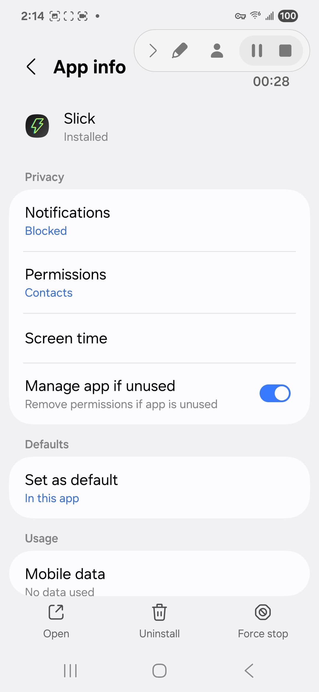 Slick VirusTotal report - Android system view 1