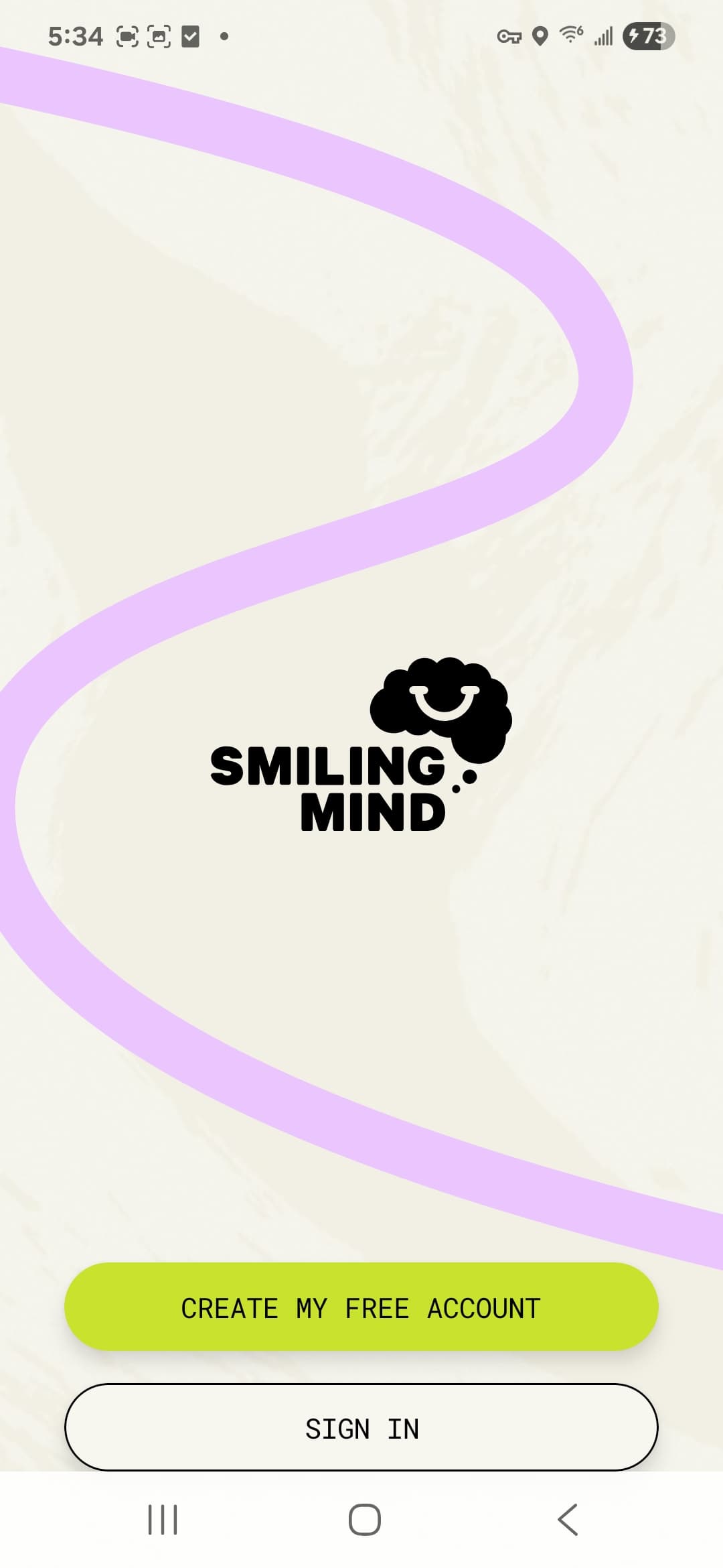 Smiling Mind Android screenshot - Account access