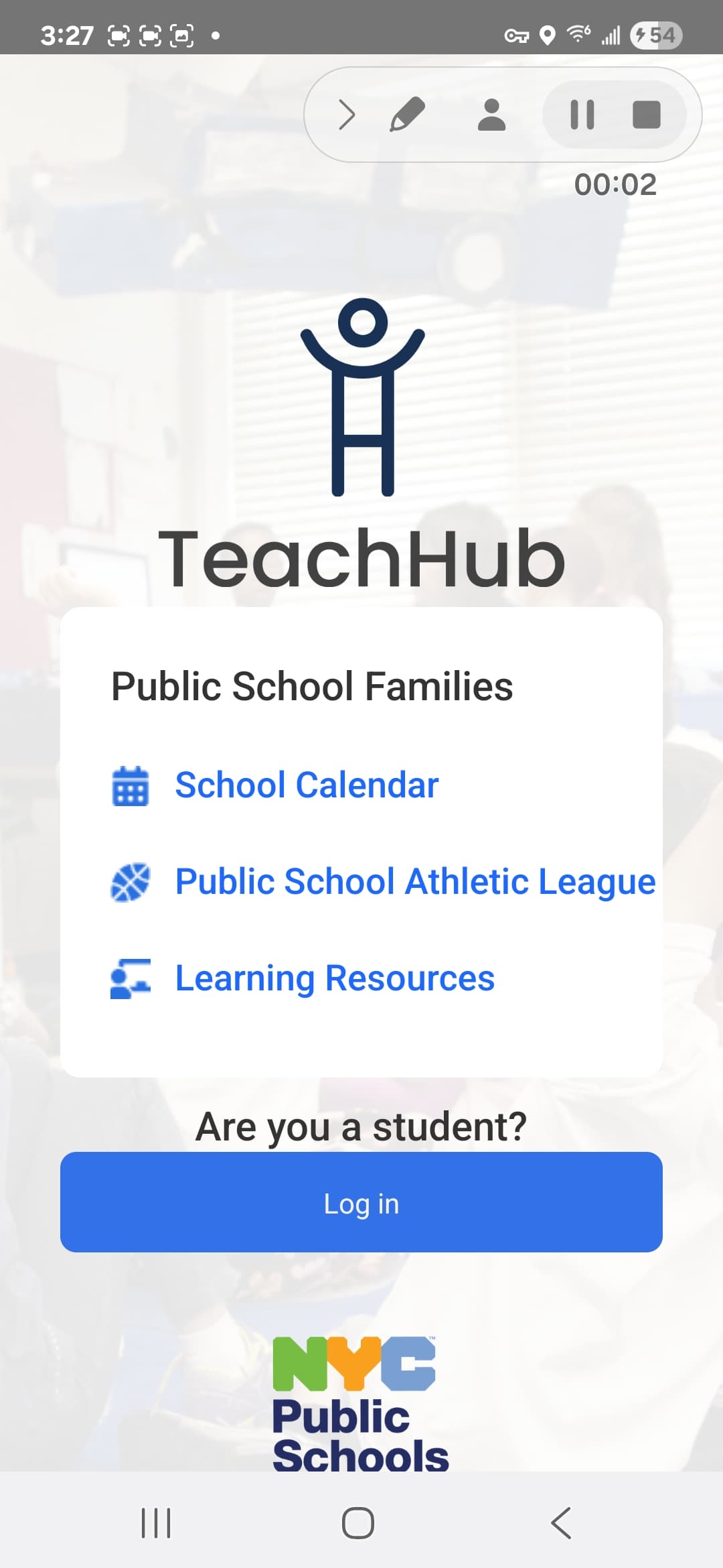 NYCPS - TeachHub Mobile Android screenshot - TeachHub landing screen