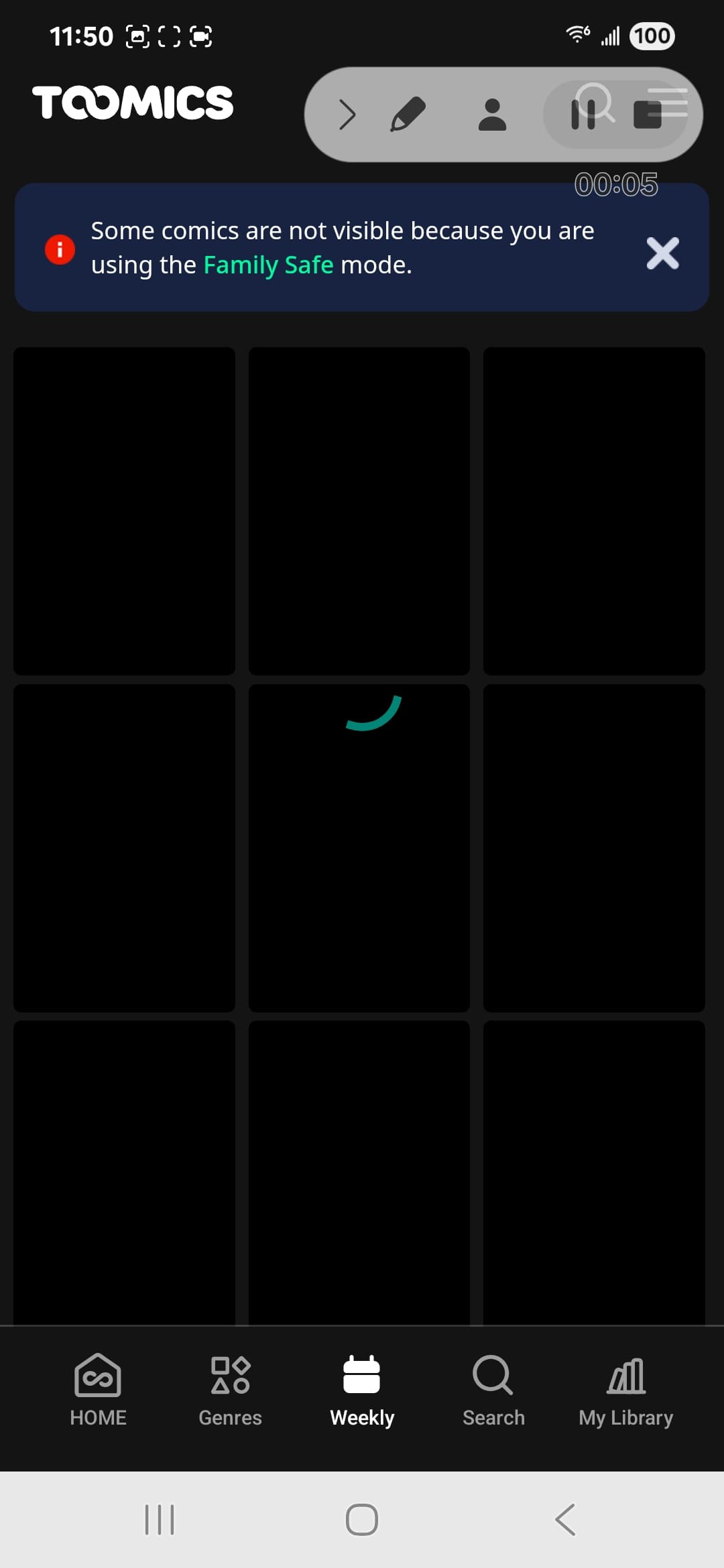 Toomics interface 2