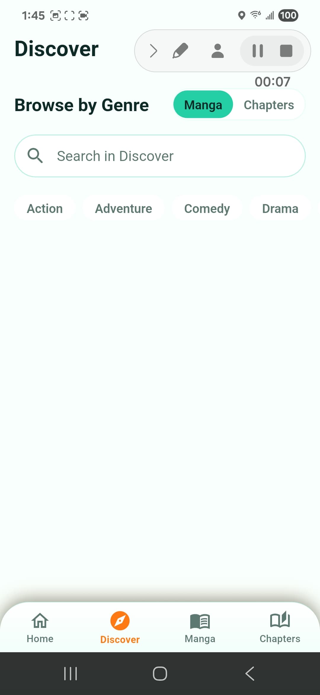 VYVYMANGA Android screenshot - Genre discovery