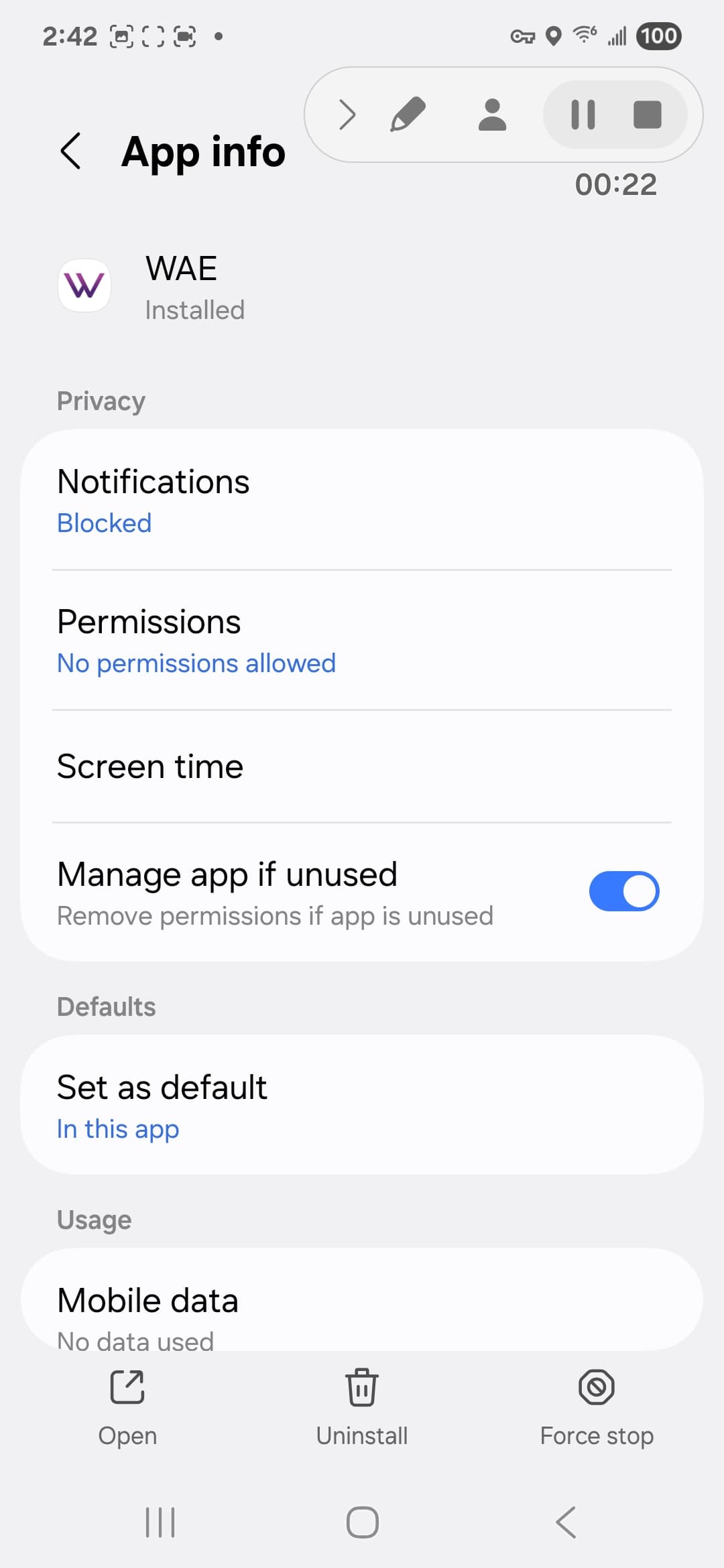 WAE app info