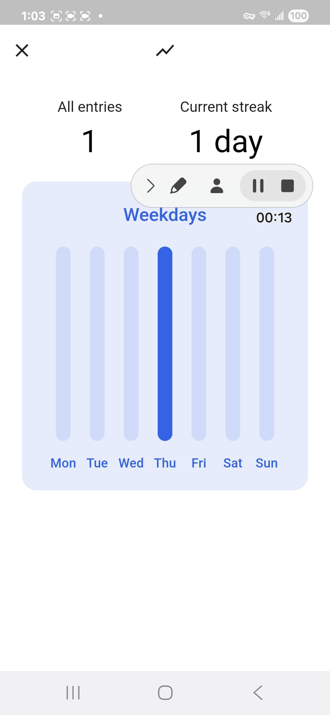 FapTap Android screenshot - Timestamped entry