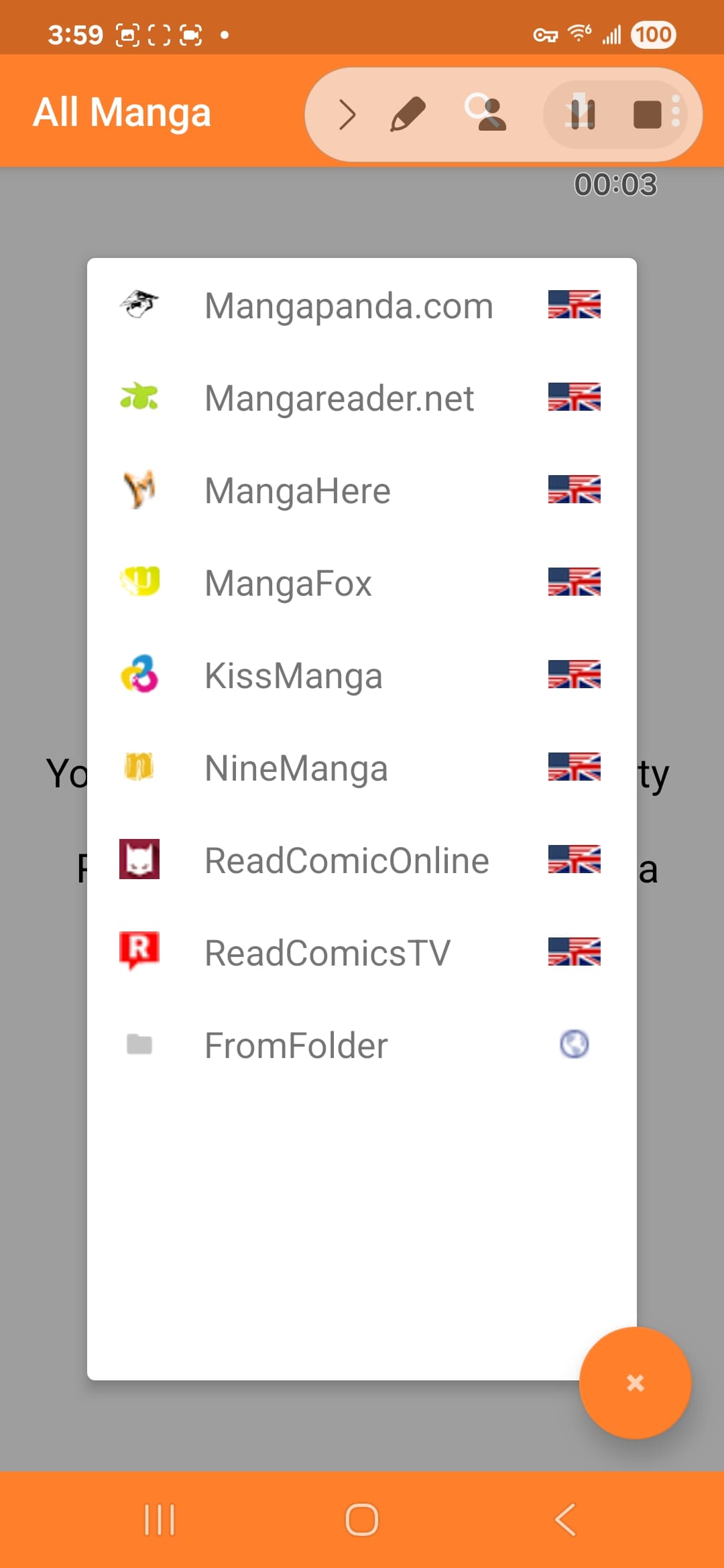 All Manga Android screenshot - App 02 Source Picker