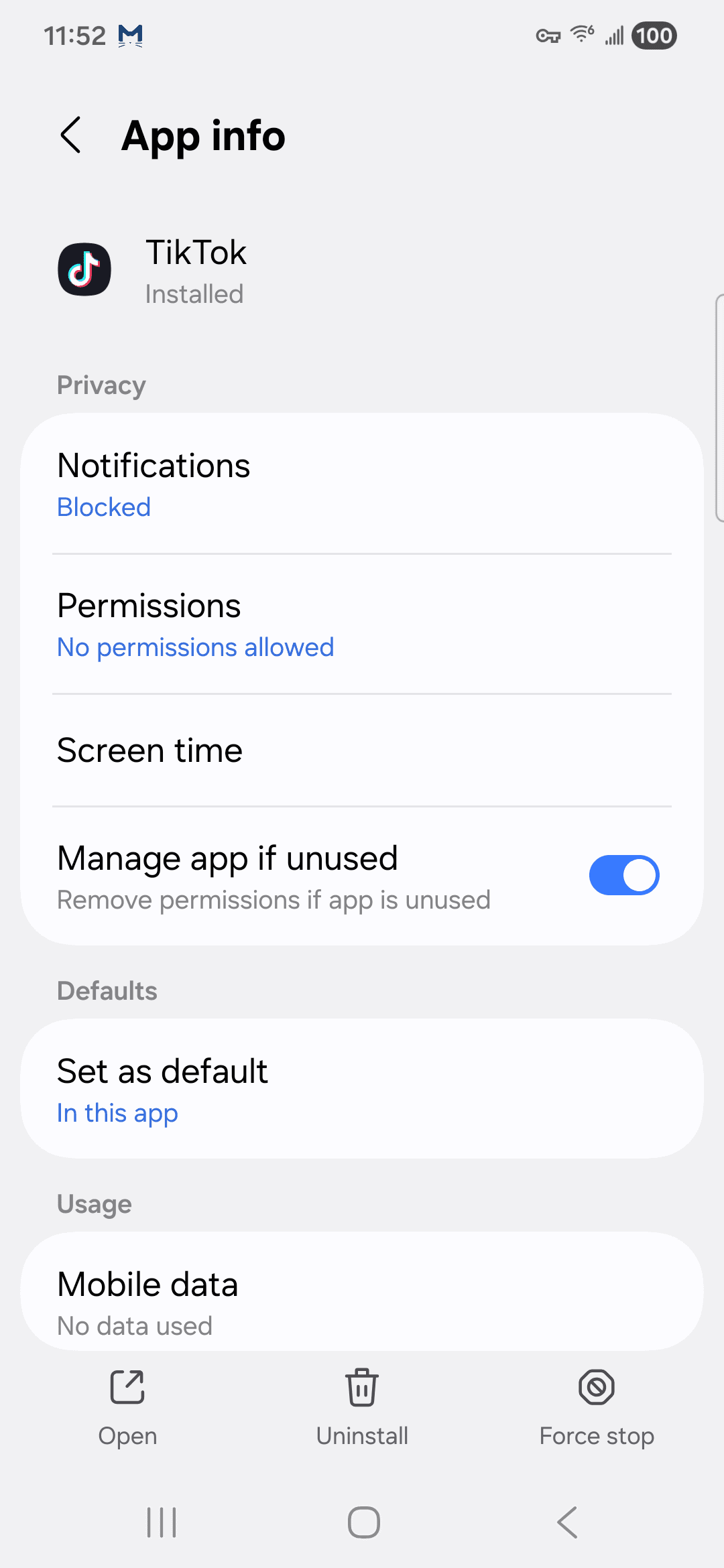 TikTok VirusTotal report - Android App info page