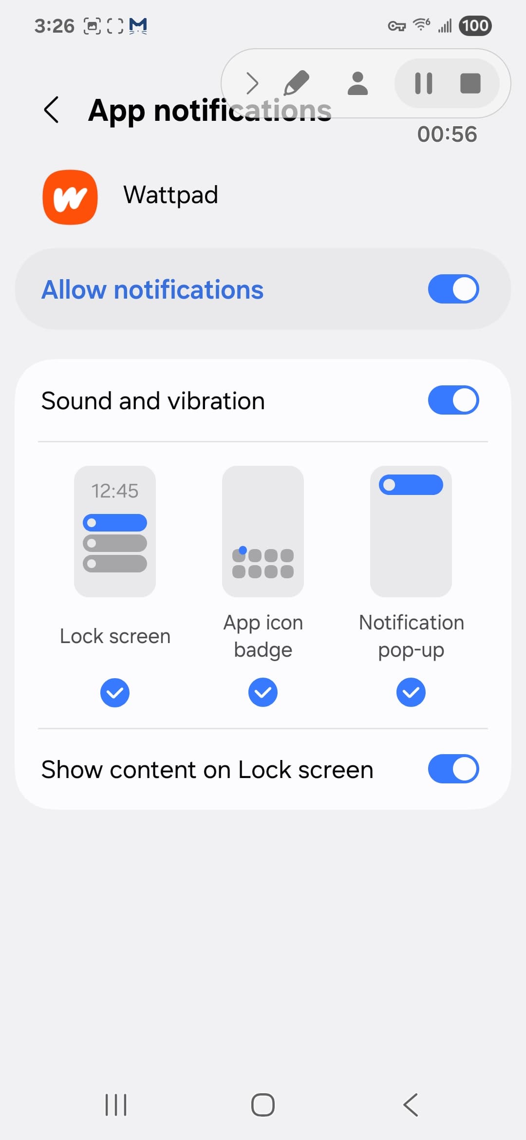 Wattpad VirusTotal report - Android notification settings